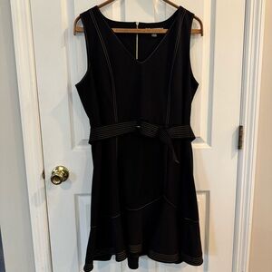 Karl Lagerfeld Paris Black Sleeveless Belted Dress Women’s Size 16 Fit & Flare